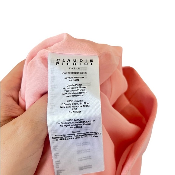 Claudie Pierlot Bow Embellished Pink Crepe Dress - Picture 8 of 10